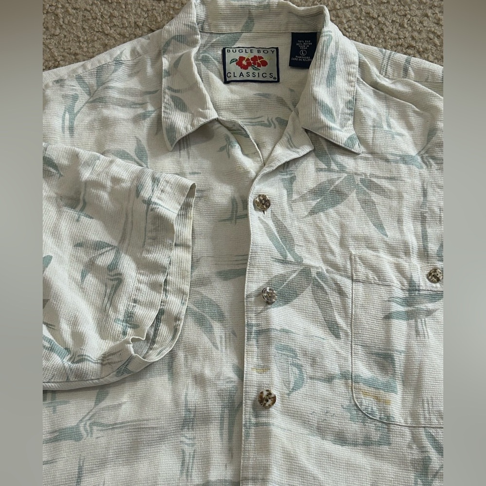 Vtg 90’s Bugle Boy Short Sleeve Shirt Men’s Large Silk Rayon Hawaiian Print - Picture 6 of 6